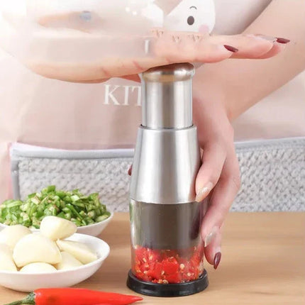 Vegetable Chopper with Collection Container, Manual Onion and Garlic Dicer for Fast Kitchen Prep