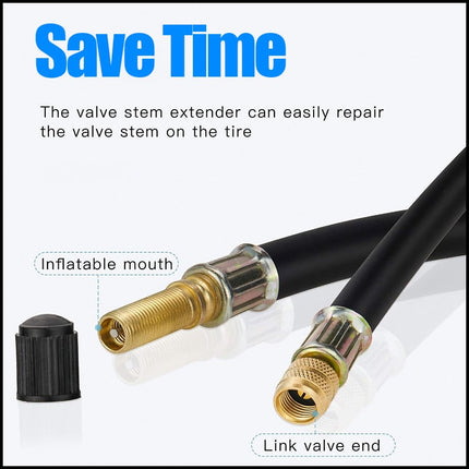 Valve Stem Extenders, Angled Copper Tire Valve Extender with Caps
