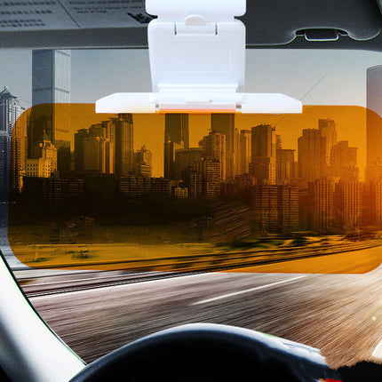 Anti-Glare Car Sun Visor Extender with Clip-On Mount, Amber Shade for Day and Night Driving Visibility