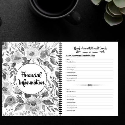 End of Life Planner Book, Funeral Planner with Bill Organizer