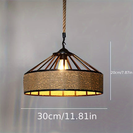 Hemp Rope Pendant Light with Adjustable Cord | Rustic Farmhouse Lamp for Cozy Ambience