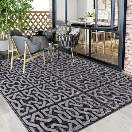 Reversible Outdoor Rug with Modern Geometric Design | Lightweight & Easy-Clean Mat for Patios and RVs