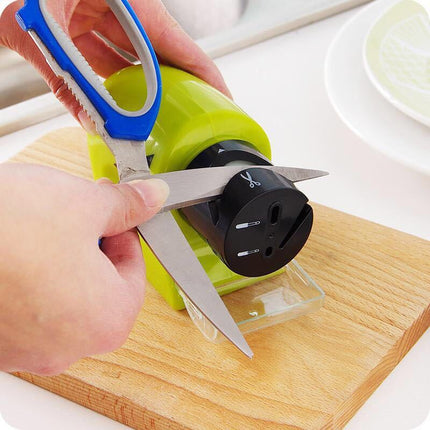 Cordless Electric Knife Sharpener, Battery Powered 5 Second Sharpening with Fine Polishing Stage for Kitchen Knives