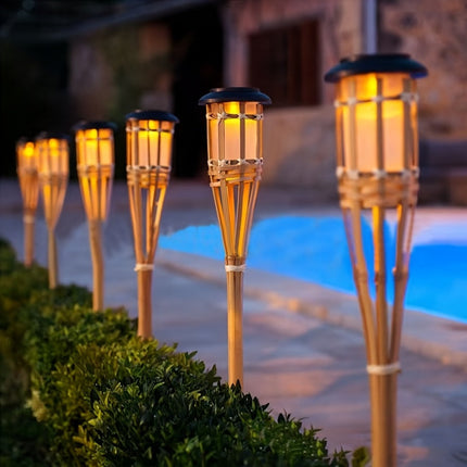 Solar Bamboo Flame Lights with Realistic Flicker Effect | Eco-Friendly 2-Pack for Outdoor Ambience