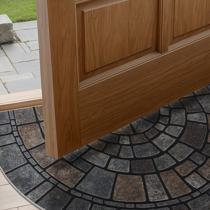 Mosaic Door Mat with Non-Slip Backing | Stylish Semicircular Design for Indoor and Outdoor Use