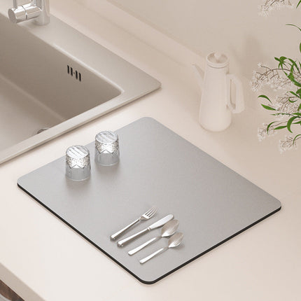 Absorbent Kitchen Dish Drying Mat, Quick Dry Countertop Draining Mat for Dishes, Stores Flat in a Drawer, 7 Colors