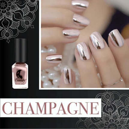 Mirror Nail Polish with Chrome Metallic Finish, High Gloss Reflective Manicure Lacquer in 4 Shades
