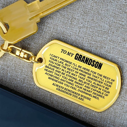Engraved Keychain for Grandson, Stainless Steel Keyring for Graduation