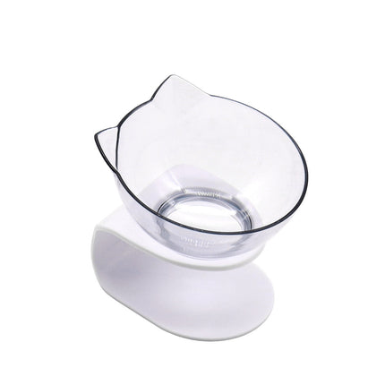 Elevated Pet Bowl with 15 Degree Tilt and Non Slip Base, Raised Cat and Dog Feeder in Single or Double Bowl