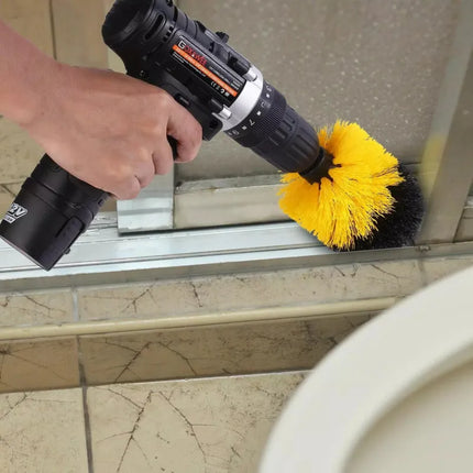 Drill Brush Cleaning Kit, Set of 4 Stiff Bristle Scrubber Attachments for Bathtubs, Tile, Grout and Patios
