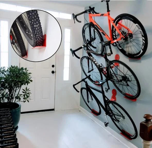 Bike Wall Mount, Bicycle Rack, Steel Bike Wall Holder, Bike Hooks for Wall, Garage Storage for Road and Mountain Bikes