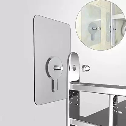 Adhesive Wall Hooks Set with Threaded Bolt and Nut, No Drill Mounting for Shelves on Glass, Mirrors and Smooth Walls (Set of 10)