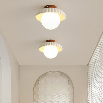 Iron Flush Mount Ceiling Light with Frosted Glass Globe | Modern Design for Warm Ambient Illumination