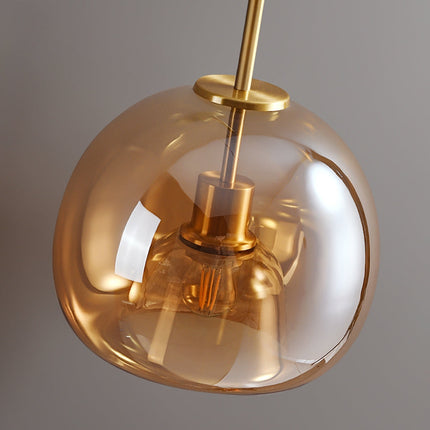 Vintage Bubble Glass Ceiling Light Pendant with Amber Shade | Retro Design for Elegant Home Ambience