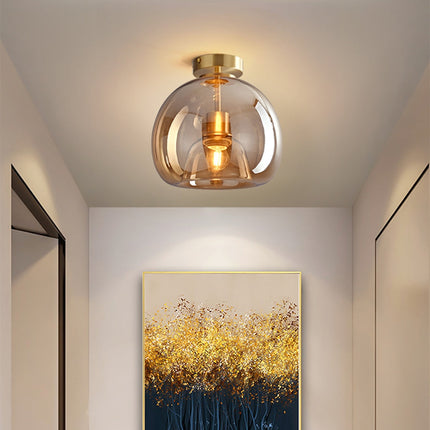 Vintage Bubble Glass Ceiling Light Pendant with Amber Shade | Retro Design for Elegant Home Ambience