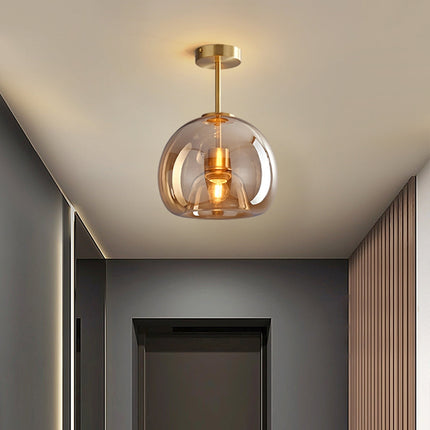 Vintage Bubble Glass Ceiling Light Pendant with Amber Shade | Retro Design for Elegant Home Ambience