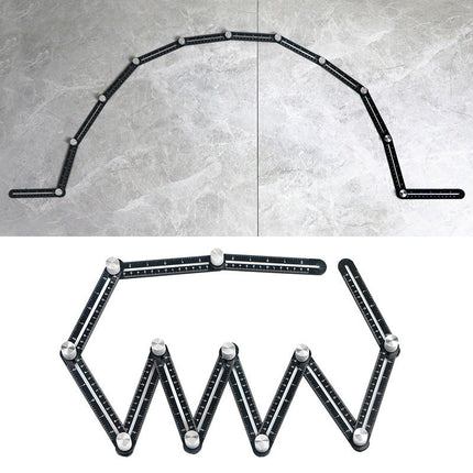 Angle Measuring Ruler and Shape Template Tool with Inch and Centimetre Markings, Metal Locking Knobs for Tile, Wood, Brick and Flooring