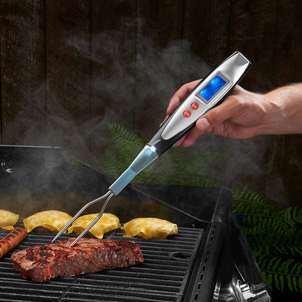 Digital BBQ Fork Thermometer with LED Light & Preset Meat Programs | Quick Temperature Reading for Perfectly Grilled Meat