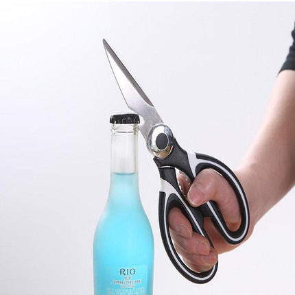 Kitchen Scissors with Serrated Stainless Steel Blades, Heavy Duty Poultry Shears for Meat, Bones and Seafood, with Nutcracker and Bottle Opener