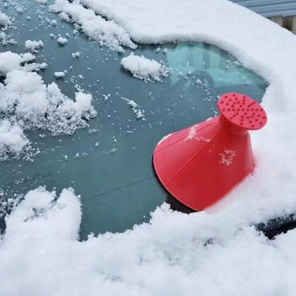 Round Car Ice Scraper with Ice Breaker Spikes, Cone Grip Windshield Snow Scraper for Gloved Hands, 4 Winter Colors