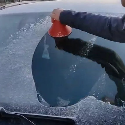 Round Car Ice Scraper with Ice Breaker Spikes, Cone Grip Windshield Snow Scraper for Gloved Hands, 4 Winter Colors