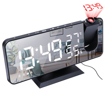 Projection Alarm Clock with 180 Degree Ceiling Projector, Dual Alarm Digital Clock with FM Radio and USB Port