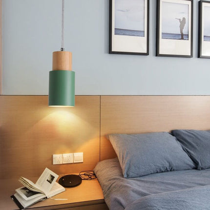 Nordic Cylinder Pendant Light with Adjustable Height | Modern Aluminium and Wood Design for Minimalist Interiors