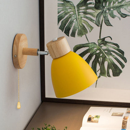 Scandinavian Wall Sconce with Adjustable Light Angle | Modern Wood & Iron Accent Lamp for Cozy Indoor Spaces
