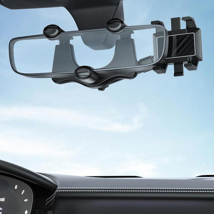 Rearview Mirror Phone Holder with Adjustable Grip | Safe Driving Accessory for GPS Navigation
