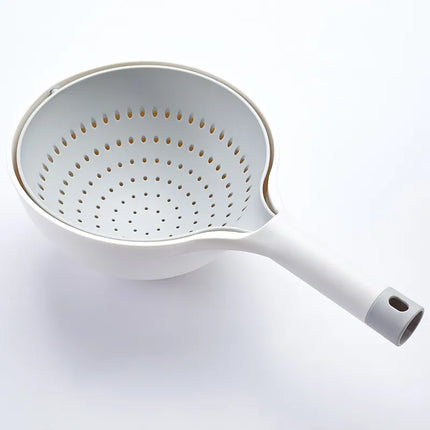 2-in-1 Kitchen Strainer Bowl with Secure-Grip Handle, Swivel Draining Colander for Pasta, Rice and Vegetables, 3 Colours