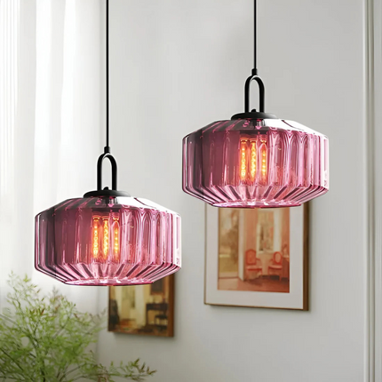 Retro Glass Pendant Light with Hand-Blown Design | Warm Ambient Lighting for Stylish Home Decor