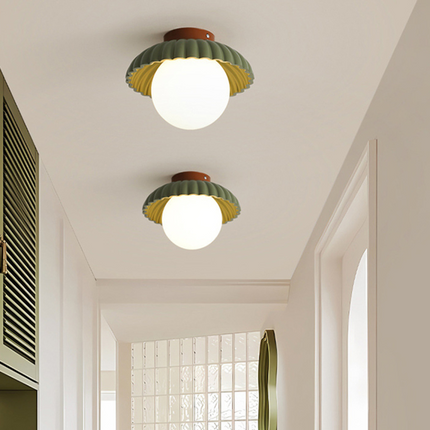 Iron Flush Mount Ceiling Light with Frosted Glass Globe | Modern Design for Warm Ambient Illumination