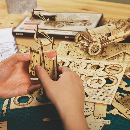 Intricate Wooden Mechanical Puzzle Kit with Moving Parts | Engaging STEM Activity for Creative Minds