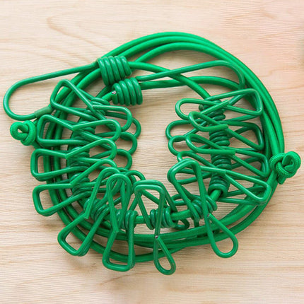 Portable Travel Clothesline, Retractable Clothes Drying Line with Clip On Hooks, for Camping and Hotels