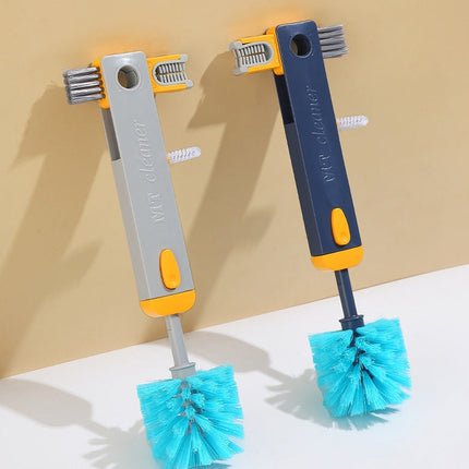 Bottle and Cup Cleaning Brush Set, Silicone Cup Mouth Brush and Twisted Groove Brush, Hanging Quick-Dry Design, Blue or Grey