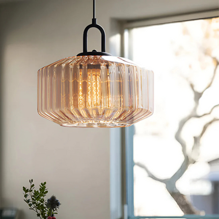 Retro Glass Pendant Light with Hand-Blown Design | Warm Ambient Lighting for Stylish Home Decor