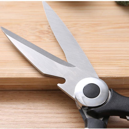 Kitchen Scissors with Serrated Stainless Steel Blades, Heavy Duty Poultry Shears for Meat, Bones and Seafood, with Nutcracker and Bottle Opener