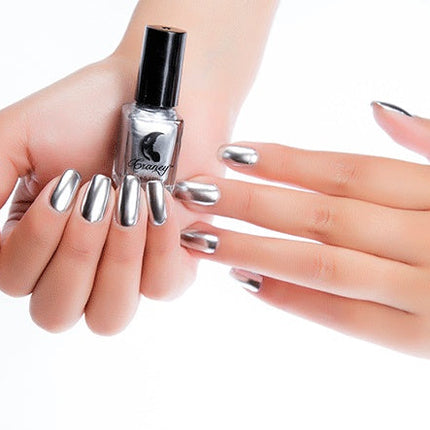 Mirror Nail Polish with Chrome Metallic Finish, High Gloss Reflective Manicure Lacquer in 4 Shades