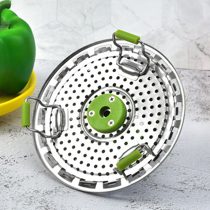 Folding Steamer Basket for Pots, Expandable Vegetable Steamer Insert with Silicone Feet for Eggs and Seafood