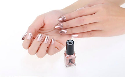 Mirror Nail Polish with Chrome Metallic Finish, High Gloss Reflective Manicure Lacquer in 4 Shades