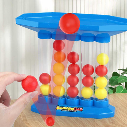 Four in a Row Bounce Ball Game, Turn-Based Bouncing Ball Set with Colorful Balls and Top Tray Grid for Kids and Family