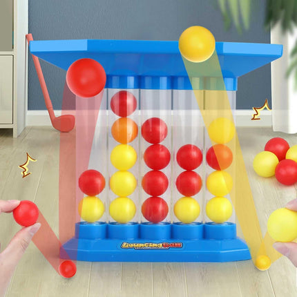 Four in a Row Bounce Ball Game, Turn-Based Bouncing Ball Set with Colorful Balls and Top Tray Grid for Kids and Family