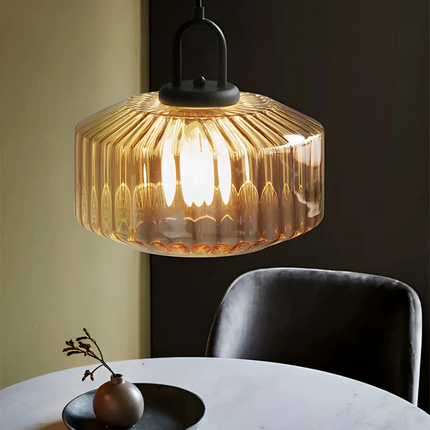 Retro Glass Pendant Light with Hand-Blown Design | Warm Ambient Lighting for Stylish Home Decor