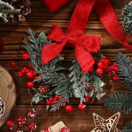 Christmas Wreath Set with Red Bows & Pinecones | Easy Holiday Decor for Doors and Windows