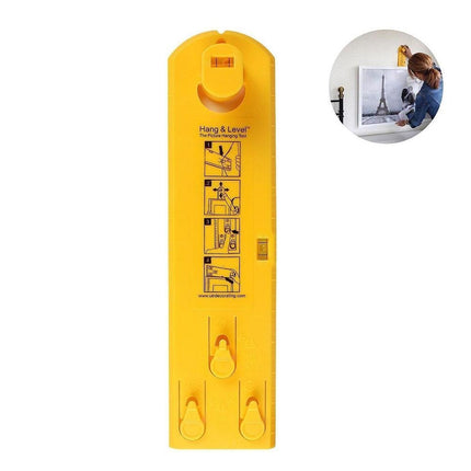 Picture Frame Hanging Tool with Built In Level and Push Button Nail Markers for Straight Wall Displays