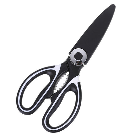 Kitchen Scissors with Serrated Stainless Steel Blades, Heavy Duty Poultry Shears for Meat, Bones and Seafood, with Nutcracker and Bottle Opener