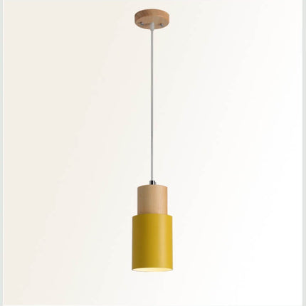 Nordic Cylinder Pendant Light with Adjustable Height | Modern Aluminium and Wood Design for Minimalist Interiors