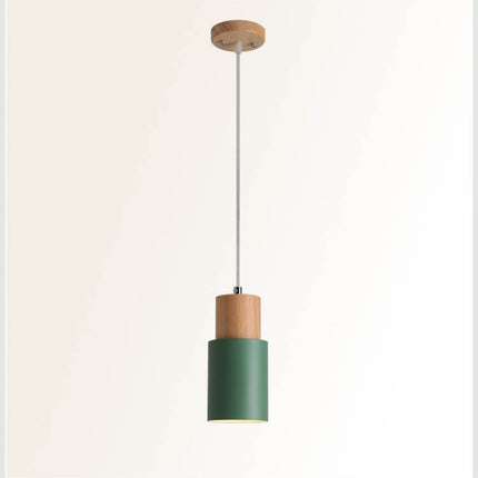 Nordic Cylinder Pendant Light with Adjustable Height | Modern Aluminium and Wood Design for Minimalist Interiors