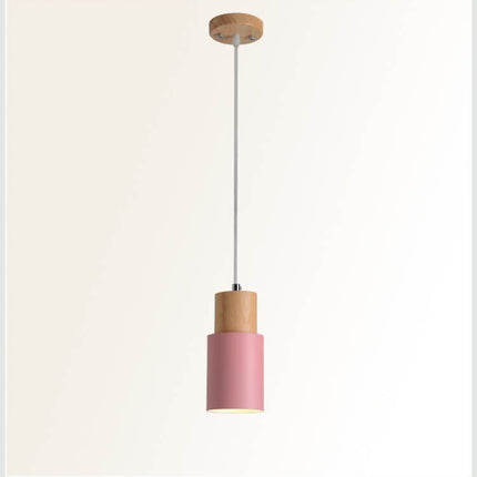 Nordic Cylinder Pendant Light with Adjustable Height | Modern Aluminium and Wood Design for Minimalist Interiors