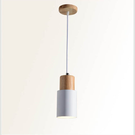Nordic Cylinder Pendant Light with Adjustable Height | Modern Aluminium and Wood Design for Minimalist Interiors
